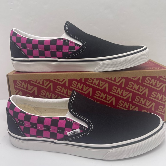 Vans Men’s Classic Slip-OnPop Check Raspberry RoseVN000D6BYLZ Sneakers